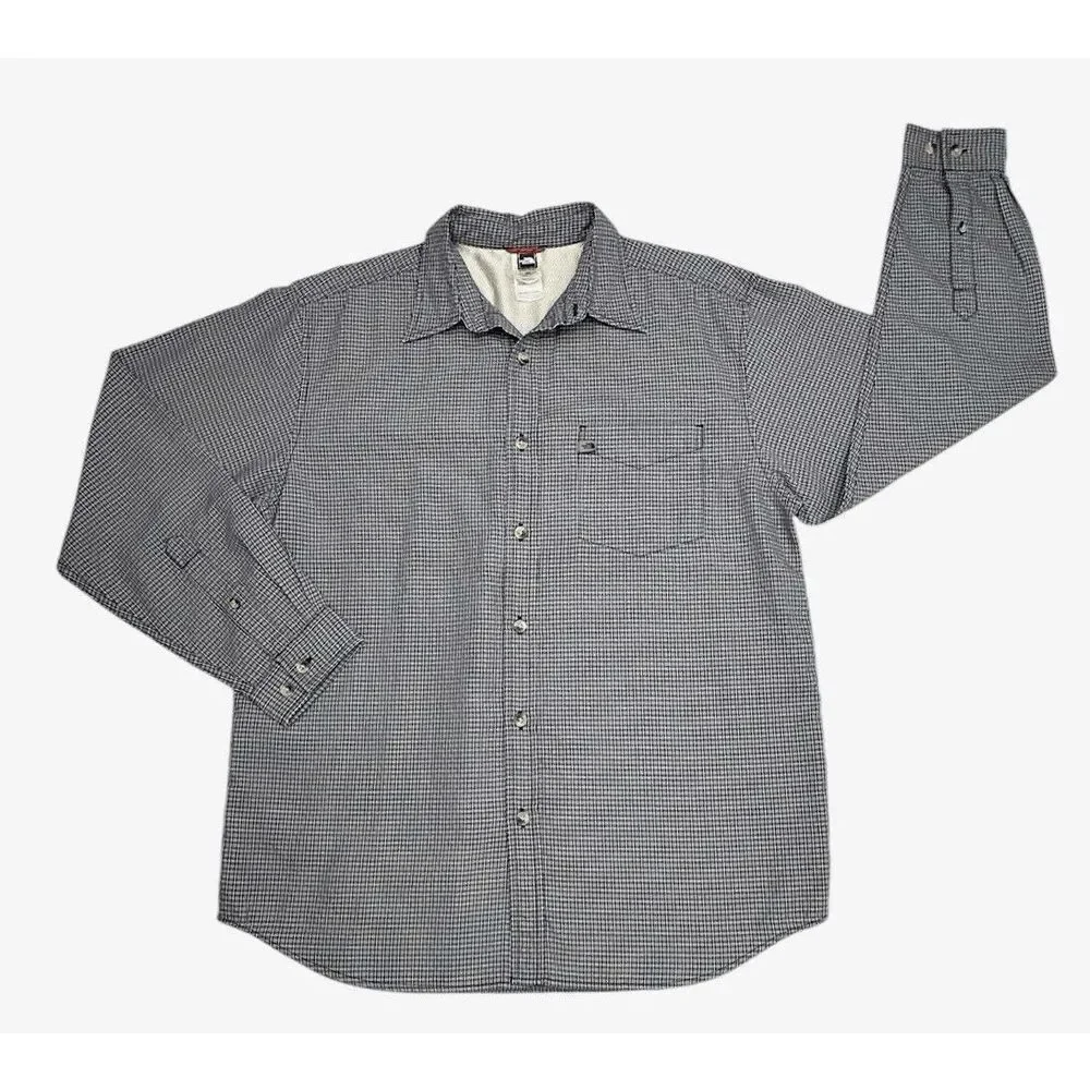 The North Face Button Down Blue Checkered Long Sleeve Outdoor Hiking Size Medium
